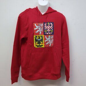 Fangear Czech National Emblem Long Sleeve Men's Hoodie Large Red